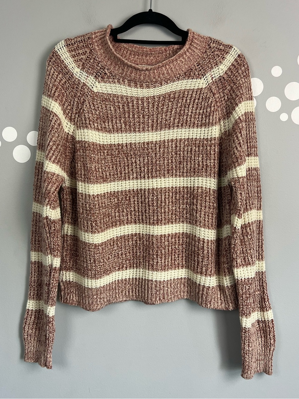 Moral Fiber Chunky Knit Striped Sweater Size XL Love Sleeve Pullover